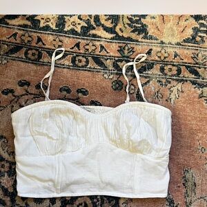 American Eagle Outfitters White Smocked Top